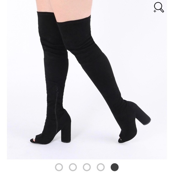 BLACK THIGH HIGH BOOTS SZ 9 - Picture 2 of 4